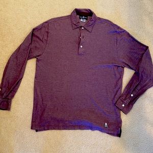 Psycho Bunny Men’s Maroon Long Sleeve Polo shirt - Size 8 (XXL)